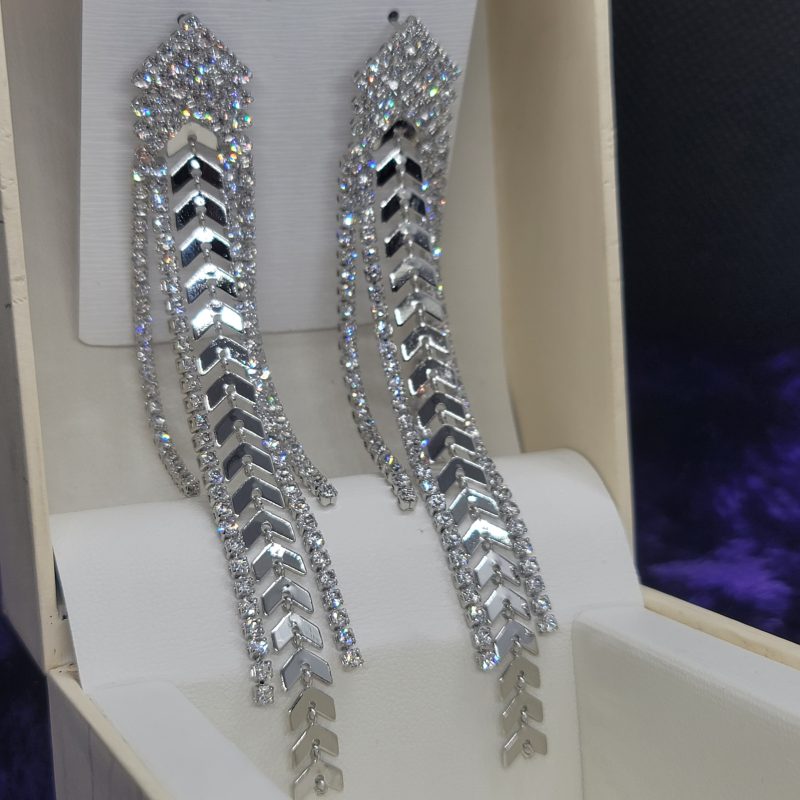 Silver and Gold Crystal Delicate Earrings - Image 3