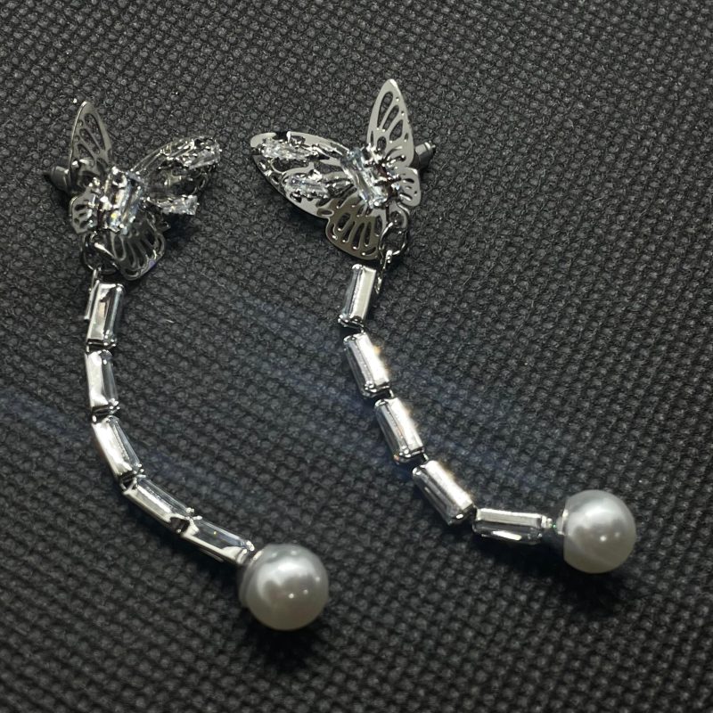 Butterfly Tassel Earrings (Silver)