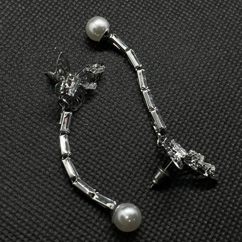 Butterfly Tassel Earrings (Silver) - Image 2