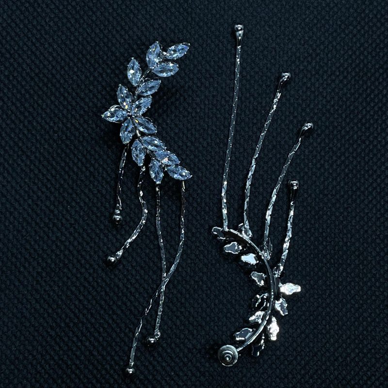 Silver Ear Cuff Tassel Earrings - Image 2