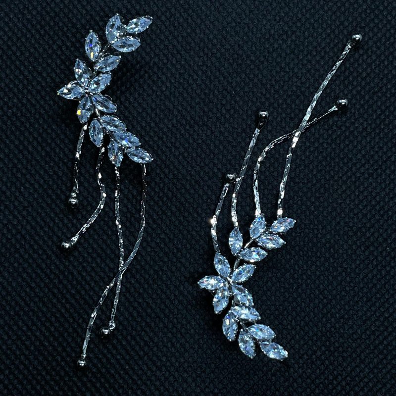 Silver Ear Cuff Tassel Earrings - Image 3