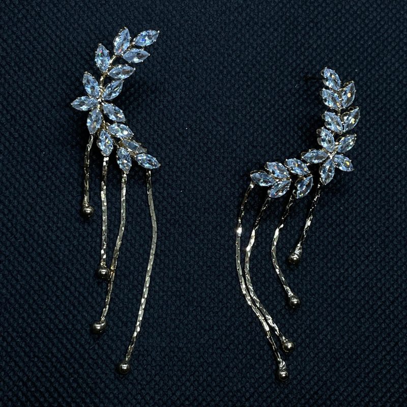 Golden Ear Cuff Tassel Earrings