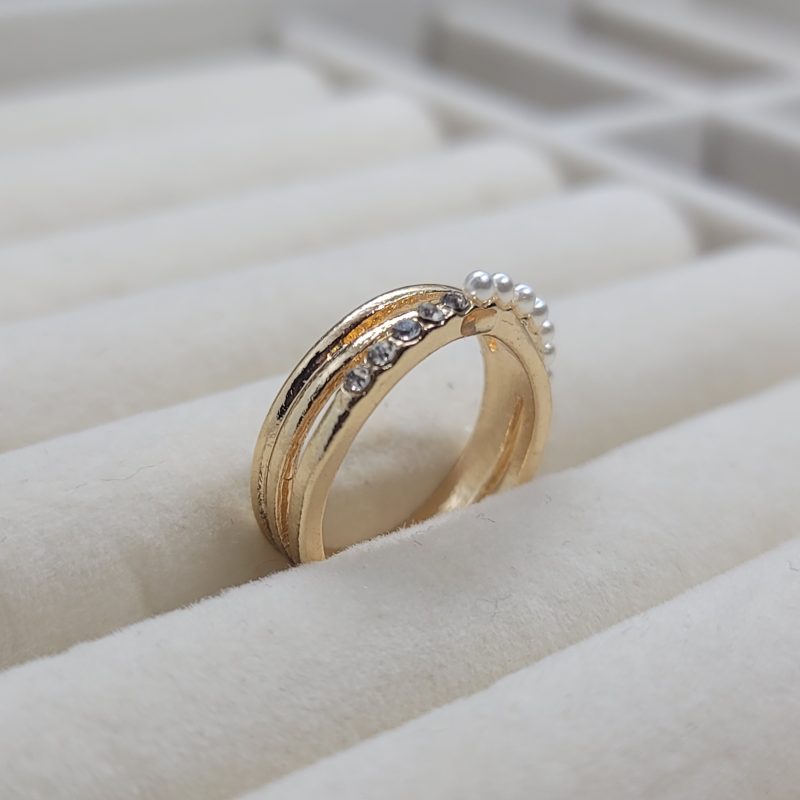 Golden Ring With Pearls and Stones - Image 3